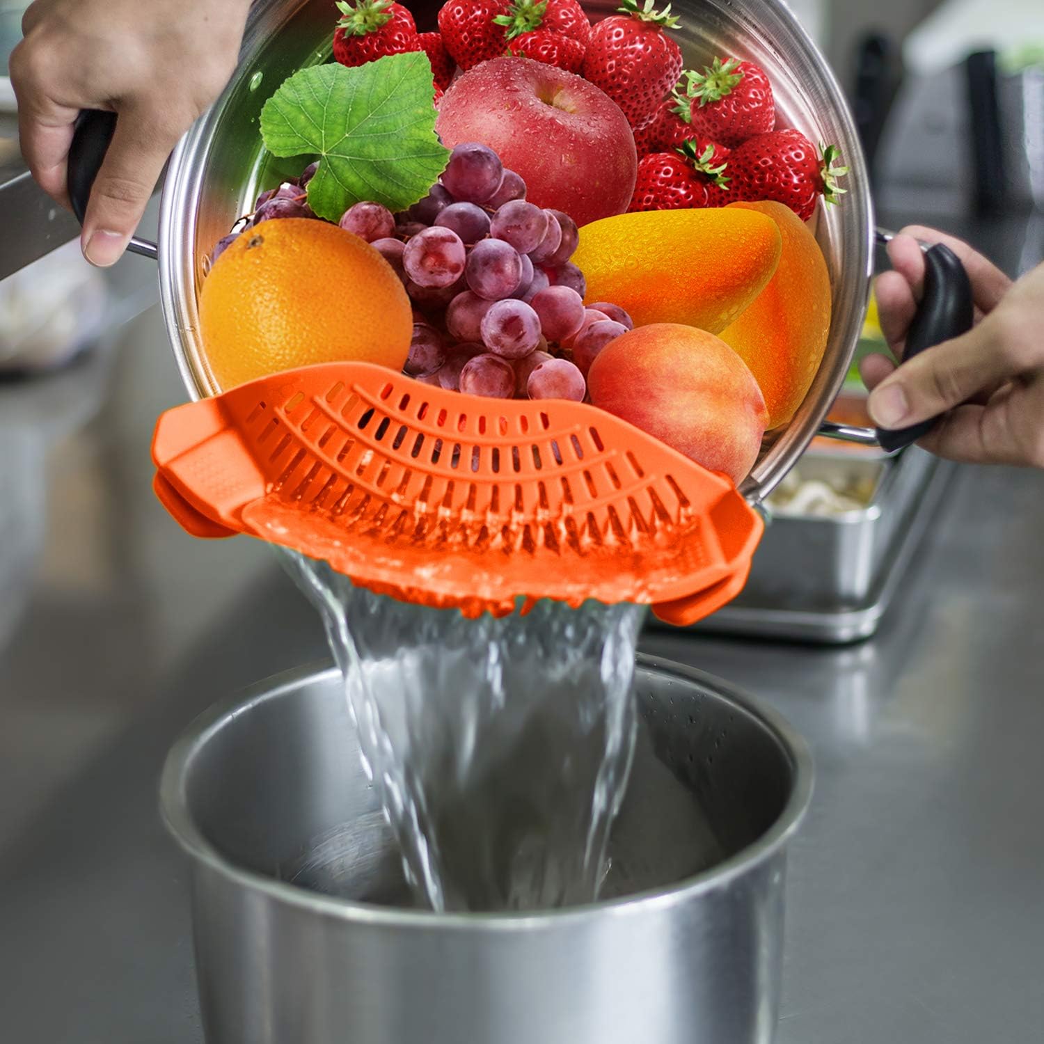 Clip On Silicone Strainer, Pasta Strainer, Clip on Food Strainer, Kitchen Strainer Clip On Silicone Strainer, Pasta Strainer, Clip on Food Strainer, Kitchen Strainer